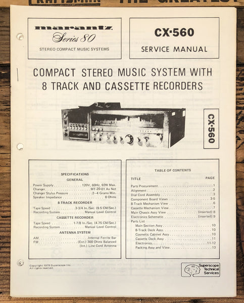 Marantz CX-560 Turntable / Stereo Service Manual *Original*