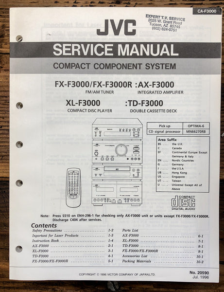 JVC FX-F3000 AX-F3000 XL-F3000 TD-F3000 Stereo  Service Manual *Original*