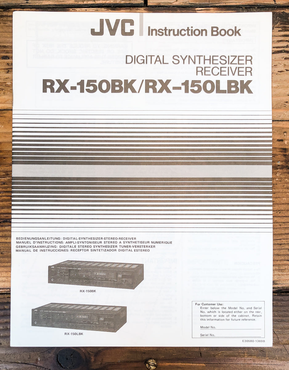 JVC RX-150 RX-150L Receiver Owners / User Manual *Original*