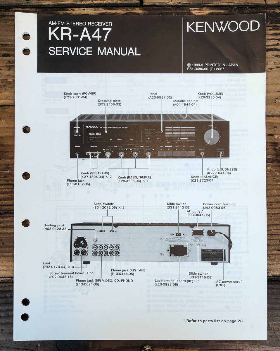 Kenwood KR-A47 Receiver Service Manual *Original*