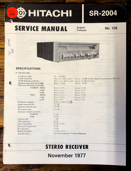 Hitachi SR-2004 Receiver  Service Manual *Original*