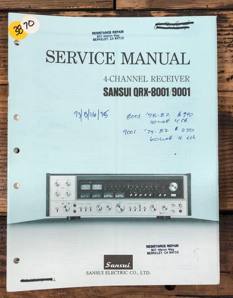 Sansui QRX-8001 QRX-9001 Receiver  Service Manual *Original*