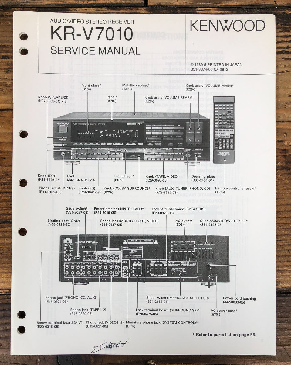 Kenwood KR-V7010 Receiver Service Manual *Original*