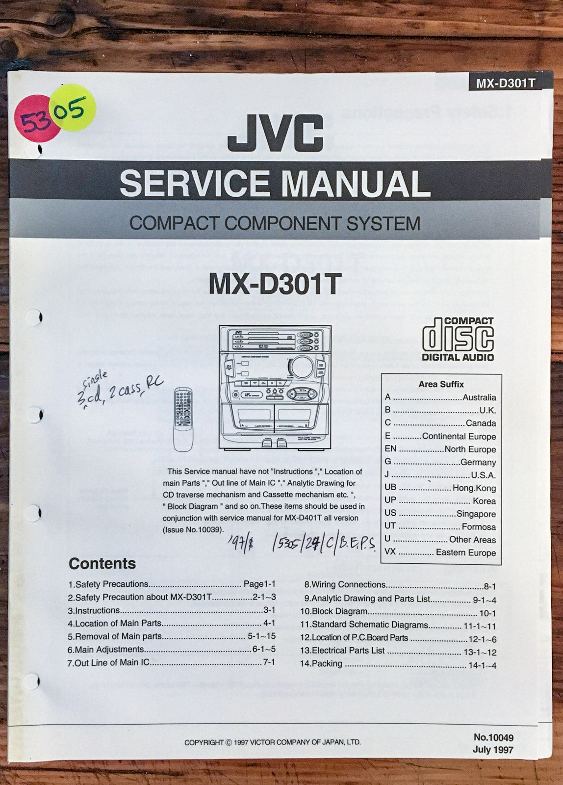 JVC MX-D301T Stereo  Service Manual *Original*
