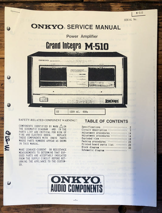 Onkyo M-510 Amplifier Service Manual *Copy*