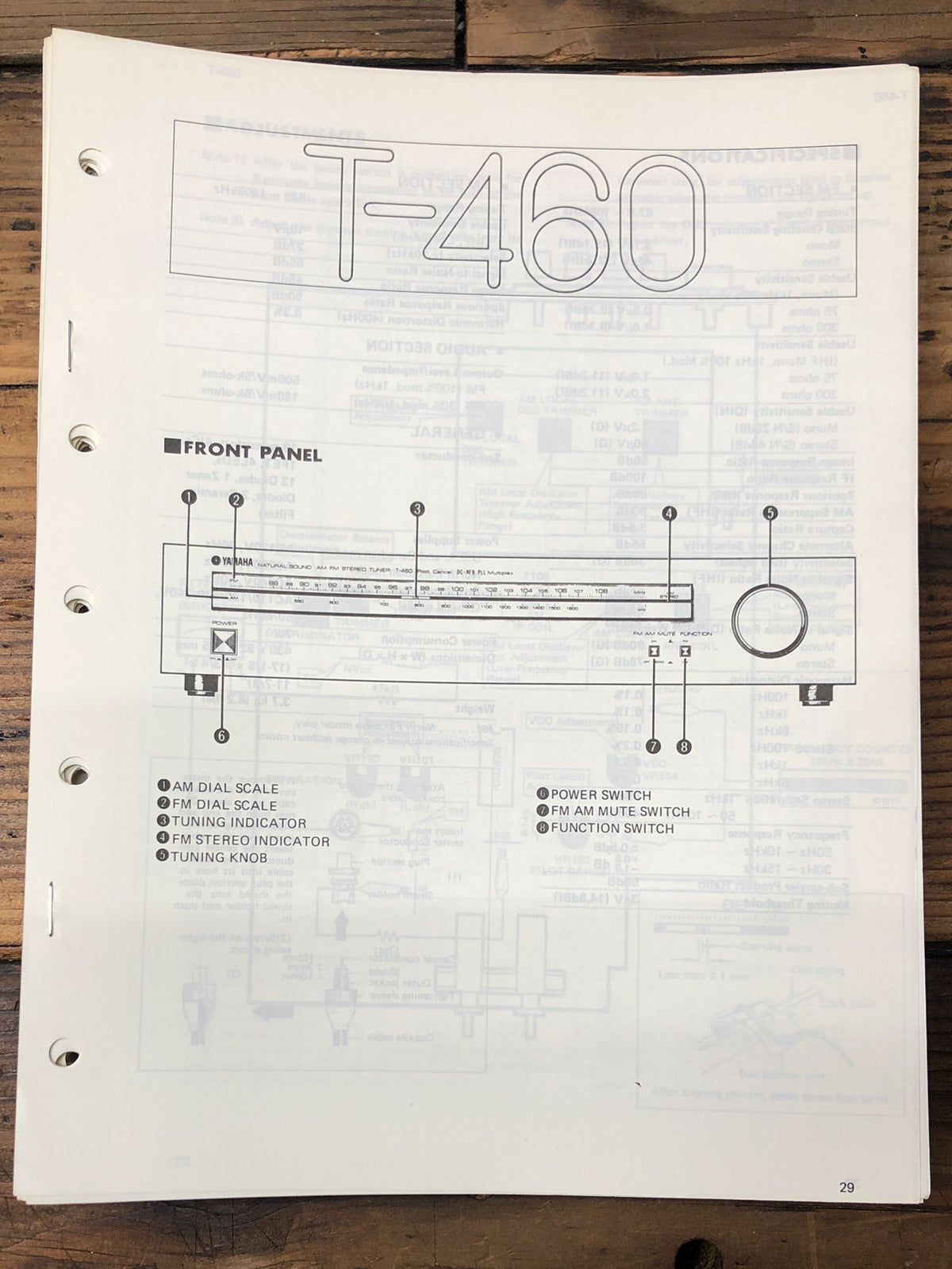 Yamaha T-460 Tuner  Service Manual *Original*