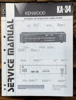 Kenwood KA-34 Amplifier  Service Manual *Original*