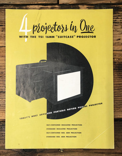 TSI 16MM Suitcase Motion Picture Projector  3 pg Dealer Brochure  *Original*