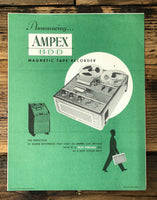 Ampex Model 600 Tape Recorder 3 pg Dealer Brochure  *Original*