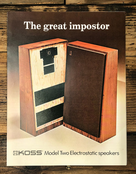 KOSS Model 2 Electrostatic Speaker 3 pg Dealer Brochure  *Original*