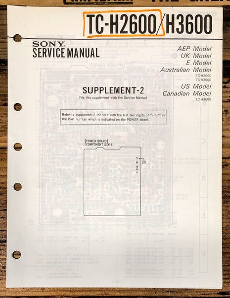 Sony TA-H2600 TA-H3600 Amplifier Supp. Service Manual *Original* #2