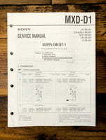 Sony MXD-D1 CD MD Deck Supp. Service Manual *Original*