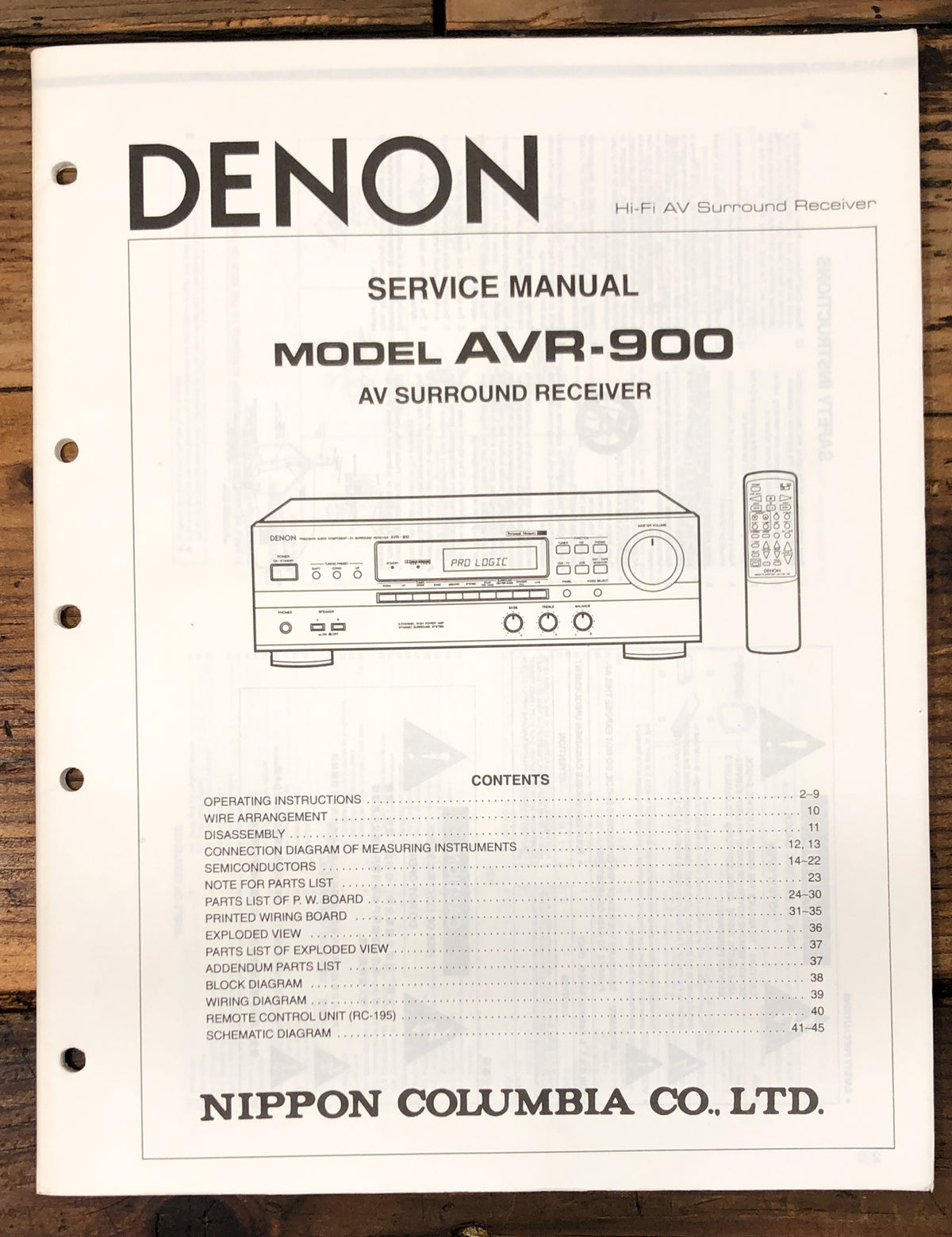 Denon AVR-900 Receiver  Service Manual *Original*