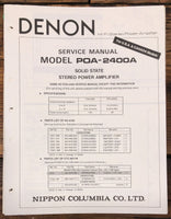 Denon POA-2400A Amplifier Schematic & Parts List Manual  *Original*