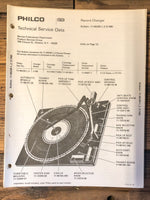 Philco Model C198 Record Changer  Service Manual *Original*