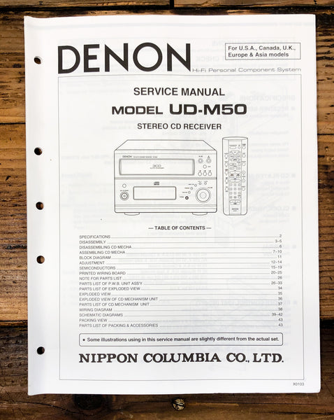 Denon UD-M50 CD Receiver  Service Manual *Original*