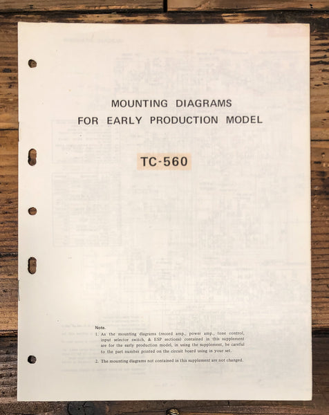 Sony TC-560 Reel to Reel Schematics & Circuit Diagrams Service Manual *Original*
