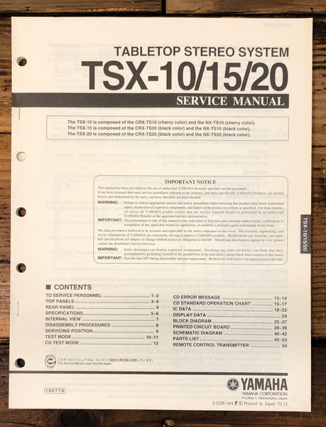 Yamaha TSX-10 TSX-15 TSX-20 TableTop Stereo  Service Manual *Original*