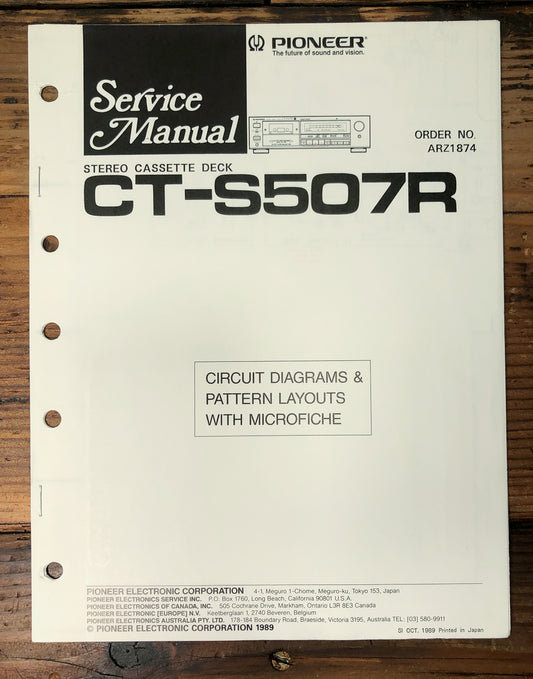 Pioneer CT-S507R Cassette Deck Service Manual *Original*