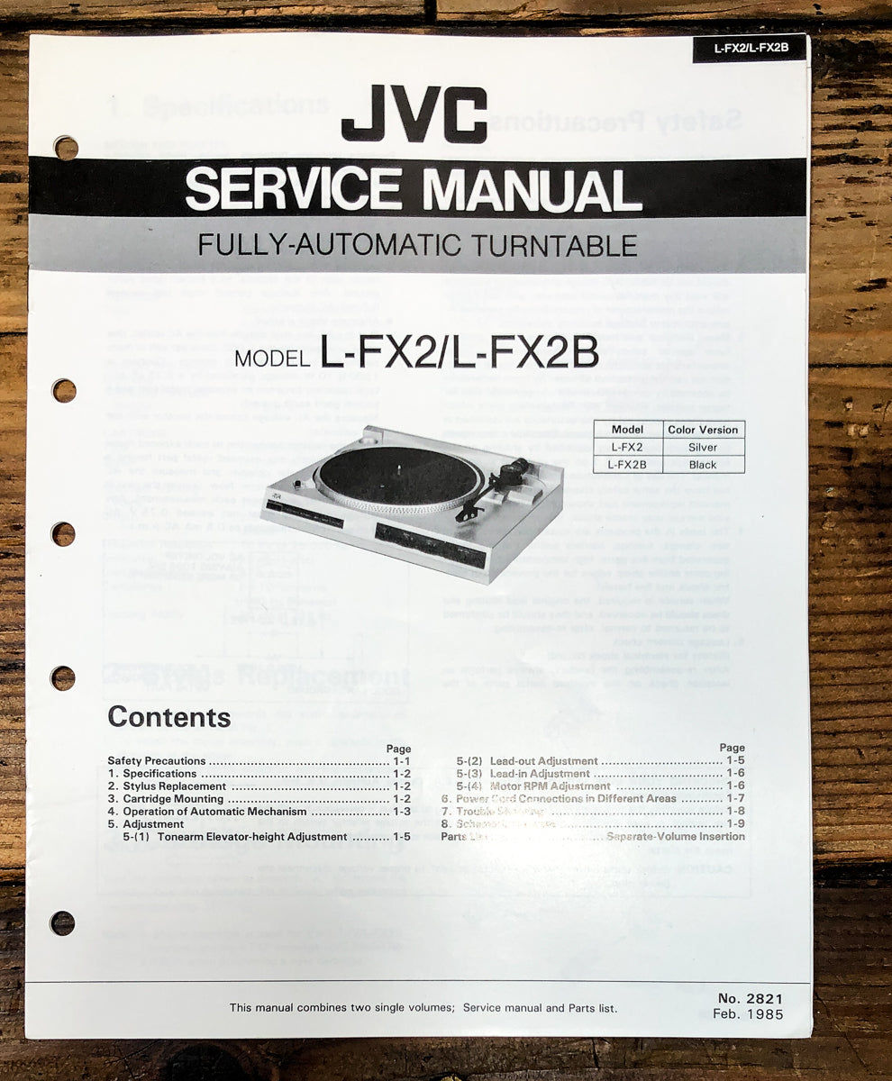 JVC L-FX2 L-FX2B Record Player / Turntable Service Manual *Original*