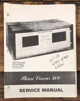 Phase Linear Model 400 Amplifier  Service Manual *Original*