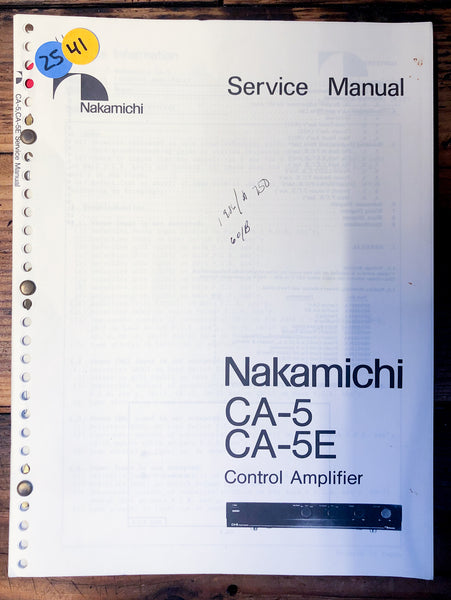 Nakamichi CA-5 CA-5E Control Amplifier  Service Manual *Original*