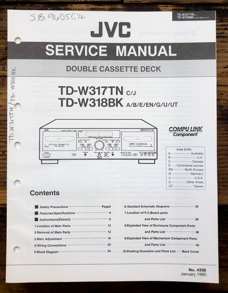 JVC TD-W317 TD-W318 Cassette  Service Manual *Original*