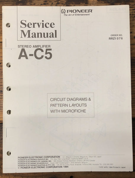 Pioneer A-C5 Amplifier  Service Manual *Original*