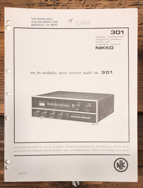 Nikko Model STA 301 Receiver  Service Manual *Original*