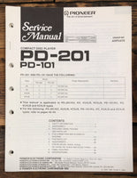 Pioneer PD-101 PD-201 CD Player  Service Manual *Original*