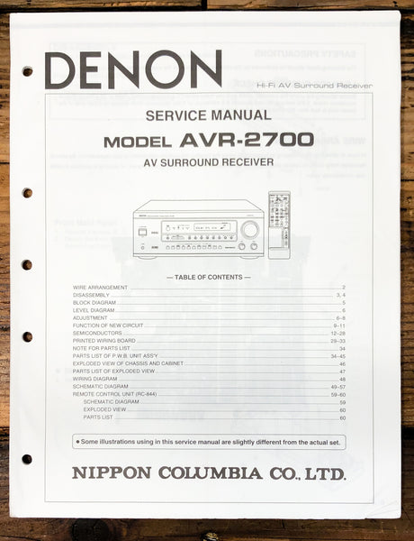 Denon AVR-2700 Receiver  Service Manual *Original* #2