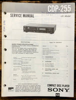 Sony CDP-255 CD Player  Service Manual *Original*