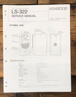 Kenwood LS-322 Speaker  Service Manual *Original*