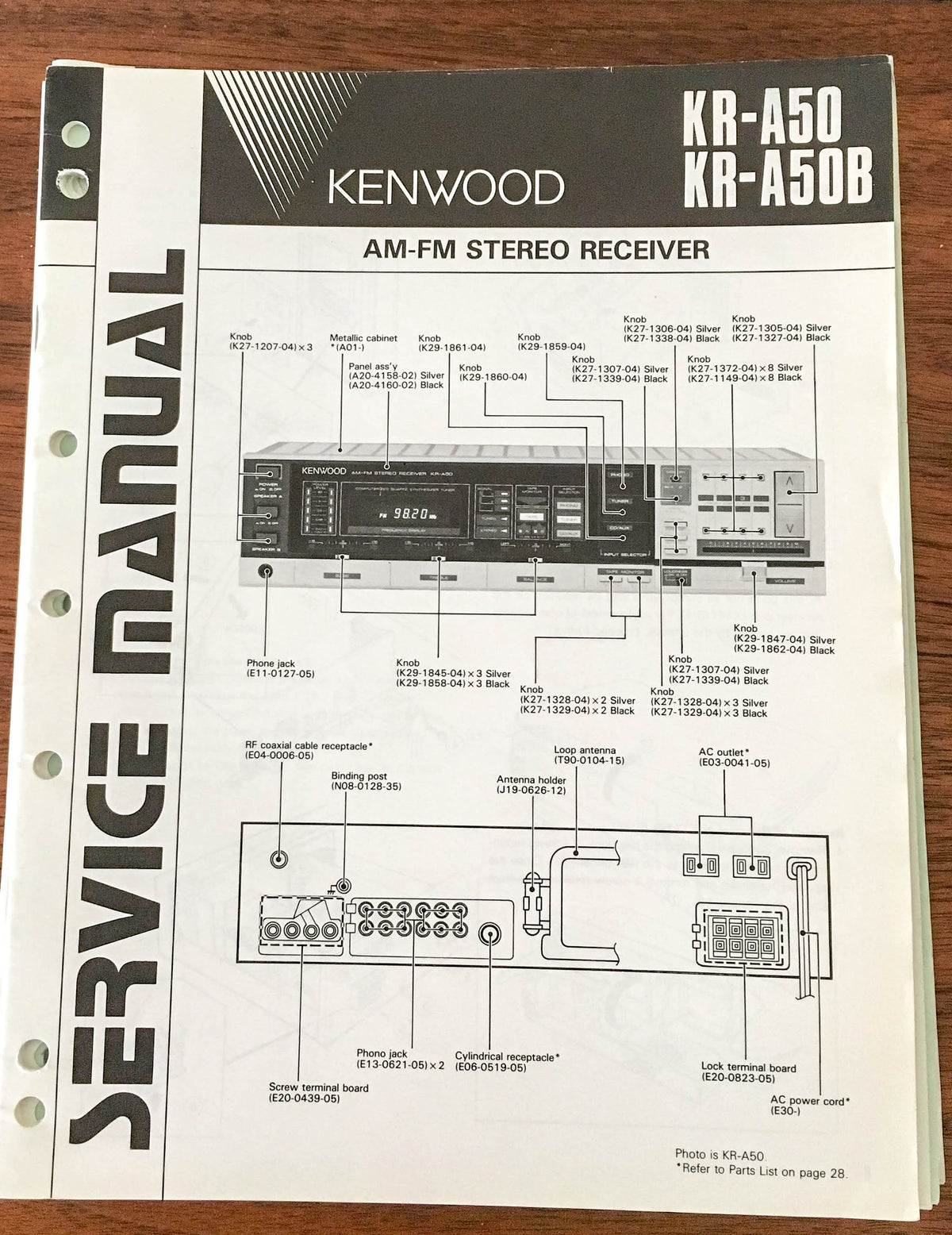 Kenwood KR-A50 KR-A50B Receiver Service Manual *Original*