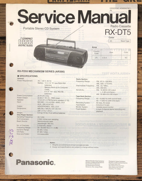 Technics RX-DT5 Portable Stereo Service Manual *Original*