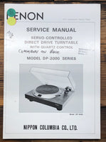 Denon DP-2000 Record Player / Turntable  Service Manual *Original*