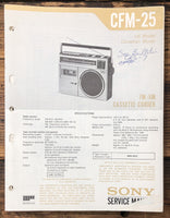 Sony CFM-25 Radio Cassette  Service Manual *Original*