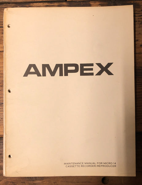 Ampex Micro 14 Cassette  Service Manual *Original*