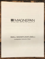 Magnepan Small Magneplanar SMGa Speaker  Owner / User Manual *Original*