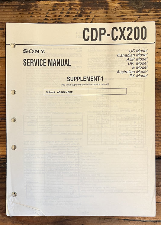 Sony CDP-CX200 CD Player Supp. Service Manual *Original* #1