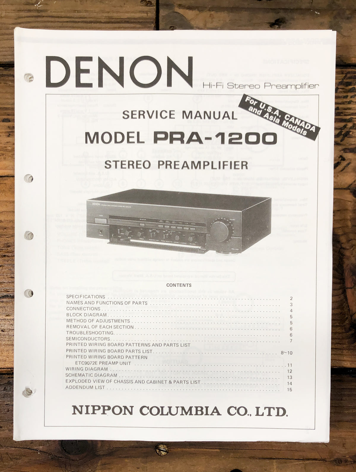 Denon PRA-1200 Preamp / Preamplifier  Service Manual *Original*