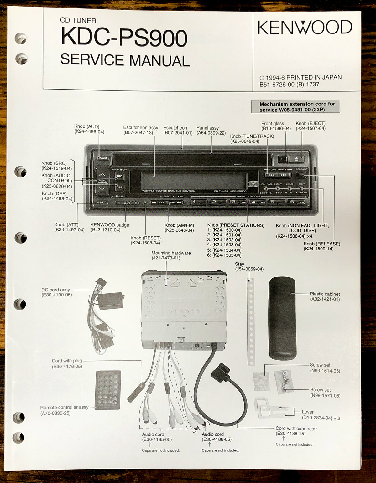 Kenwood KDC-PS900 Car Stereo  Service Manual *Original* #2