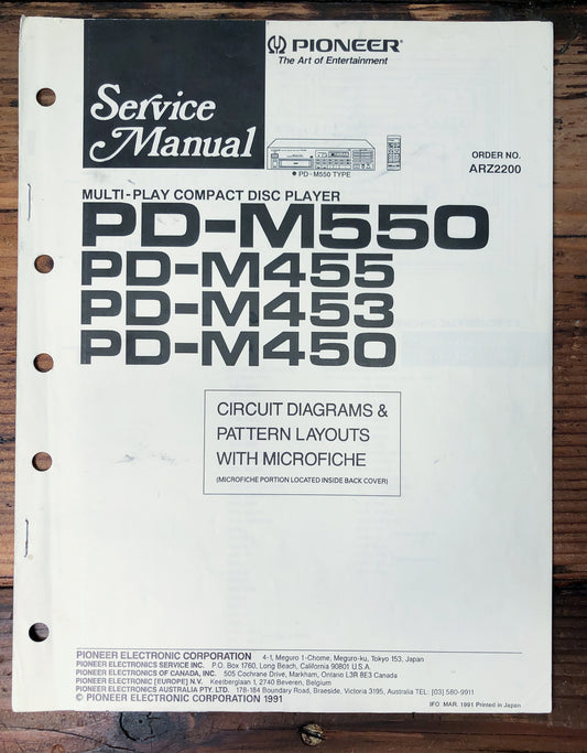Pioneer PD-M550 PD-M455 PD-M453 PD-M450 CD Player Service Manual *Original*