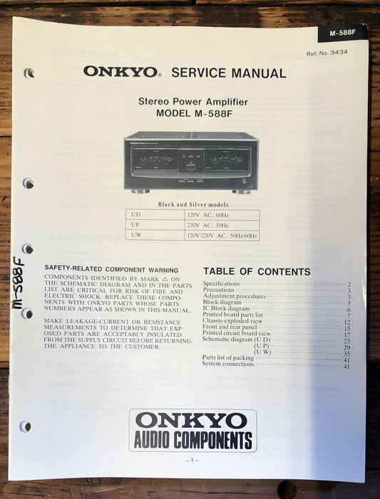 Onkyo M-588F Amplifier  Service Manual *Original*