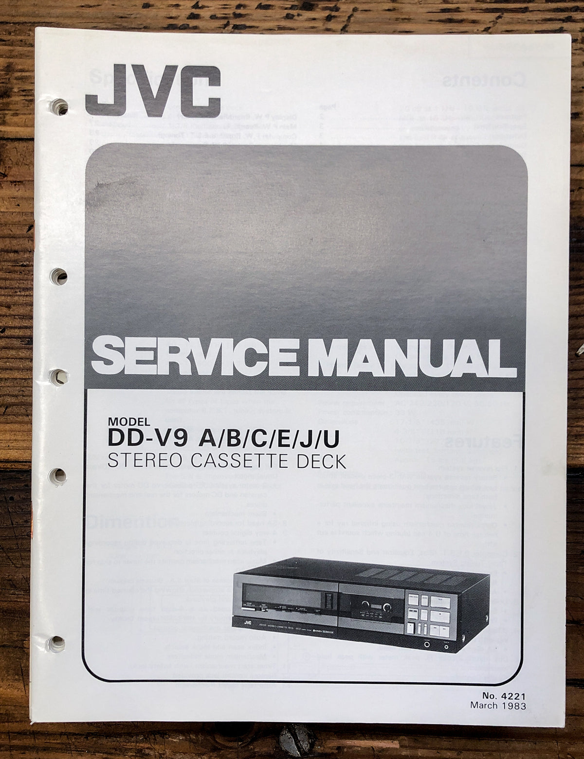 JVC DD-V9 Cassette  Service Manual *Original*