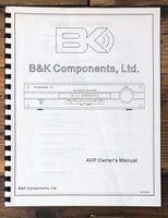 B&K Components AVP1000 2000 3000 4000   Owner / User Manual *Original*