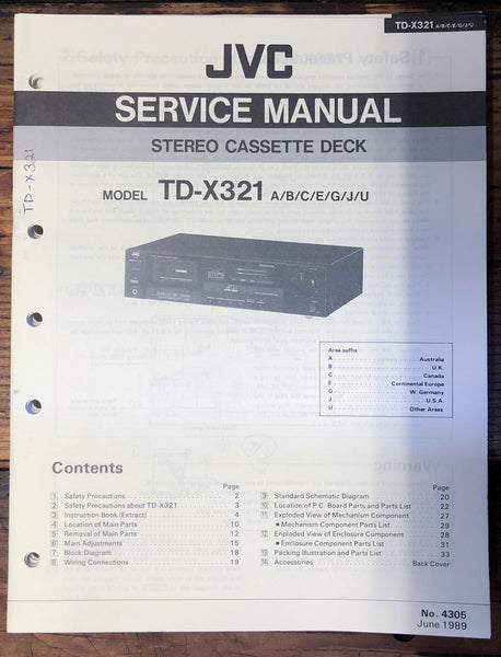 JVC TD-X321 Cassette  Service Manual *Original*
