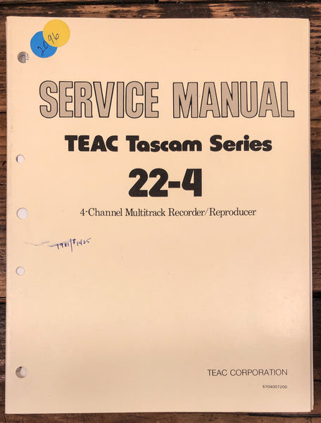 Teac / Tascam 22-4 Recorder / Reproducer  Service Manual *Original*