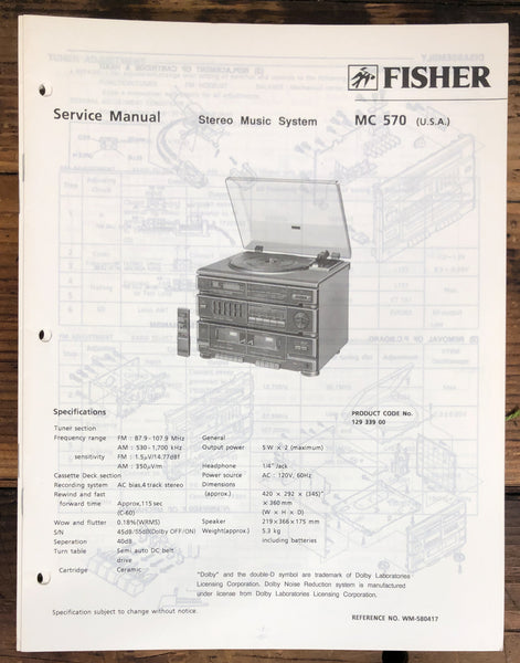 Fisher MC-570 MC-570 Stereo  Service Manual *Original*