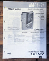 Sony WM-14 WM-24 Cassette  Service Manual *Original*